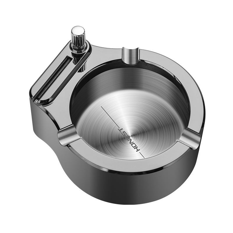 Fancy Metal Large Cigarette Ashtray With Permanent Match Lighter