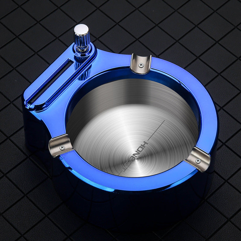 Fancy Metal Large Cigarette Ashtray With Permanent Match Lighter