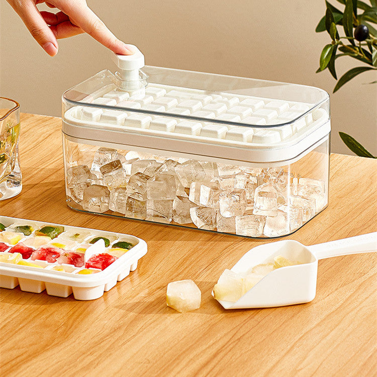 One-button Press Type Ice Mold Box Plastics Ice Cube Maker Ice Tray Mold With Storage Box