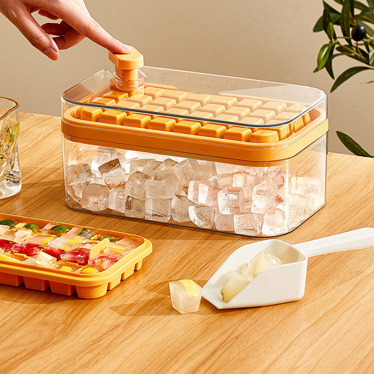 One-button Press Type Ice Mold Box Plastics Ice Cube Maker Ice Tray Mold With Storage Box