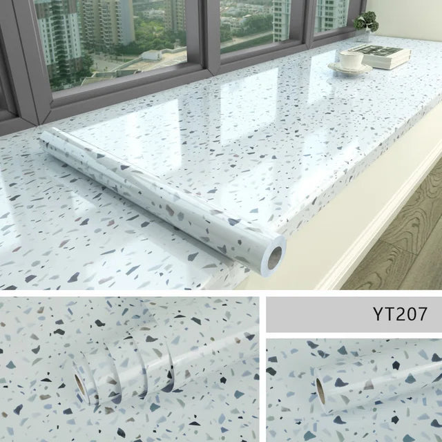High Temperature Resistance Water & Oil Proof Marble Self-adhesive Waterproof Wallpaper Kitchen Countertop