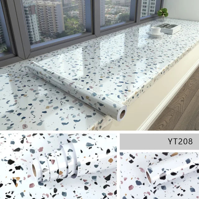 High Temperature Resistance Water & Oil Proof Marble Self-adhesive Waterproof Wallpaper Kitchen Countertop