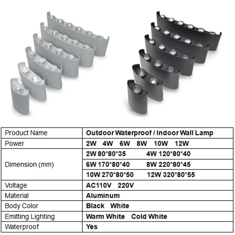 Waterproof IP65 LED Wall Outdoor/Indoor Aluminum Lamp