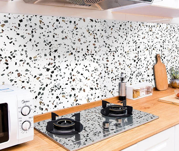 High Temperature Resistance Water & Oil Proof Marble Self-adhesive Waterproof Wallpaper Kitchen Countertop