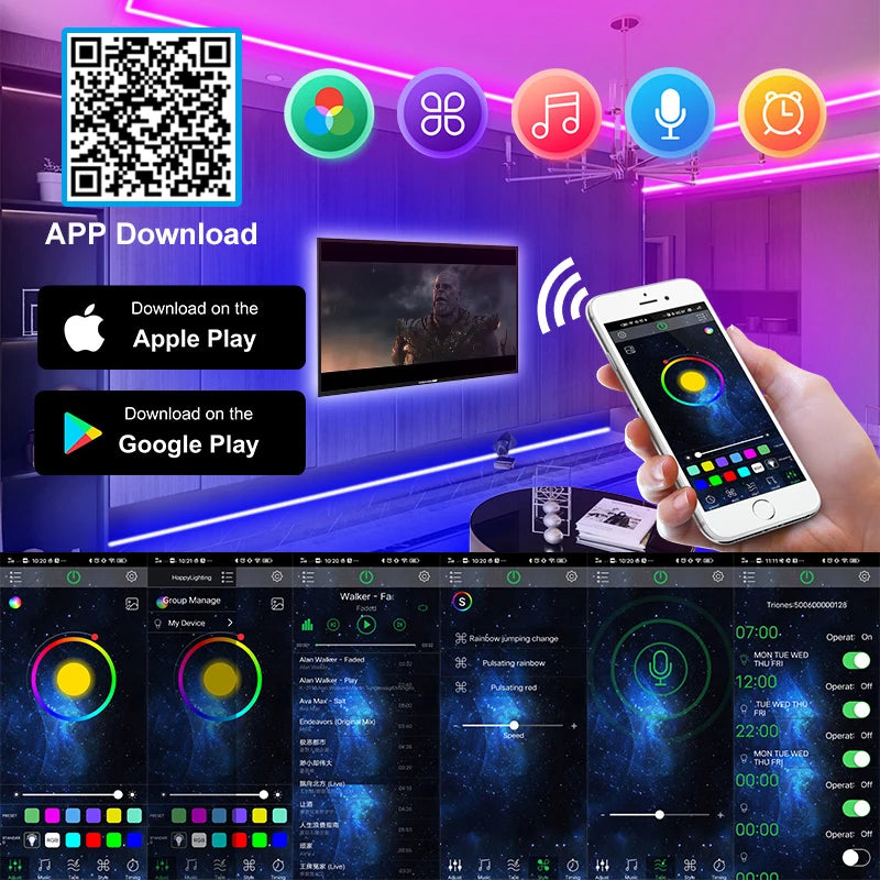 5M Smart Application Remote Control Led Strip Changing Color