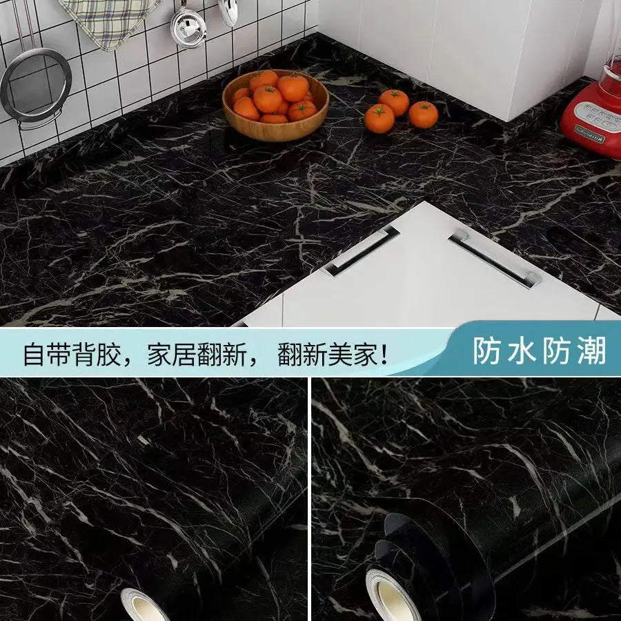 6M Vinyl Water & Oil Proof Marble Wallpaper for Kitchen Countertop