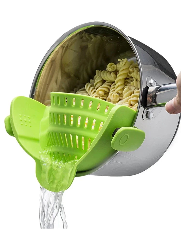 Universal Silicone Clip Anti Spill Pasta Pot Strainer