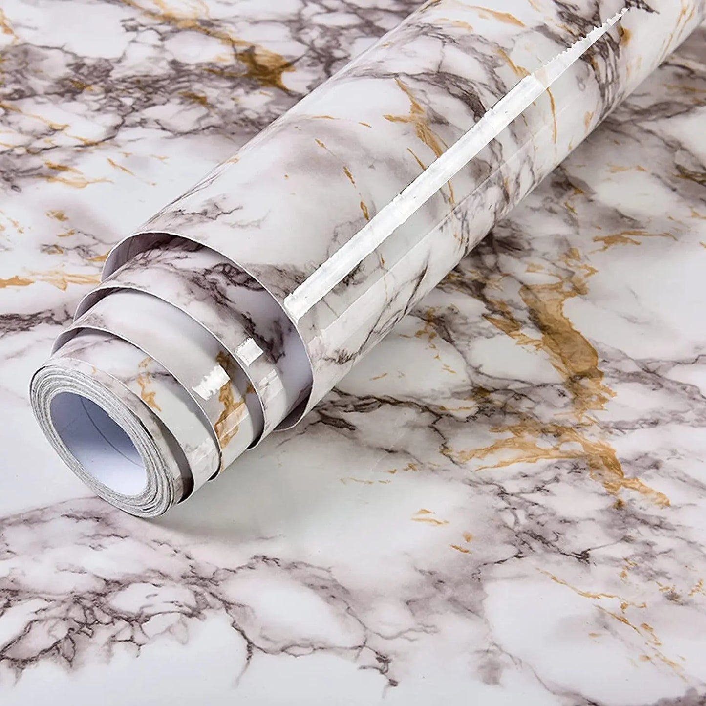 6M Vinyl Water & Oil Proof Marble Wallpaper for Kitchen Countertop