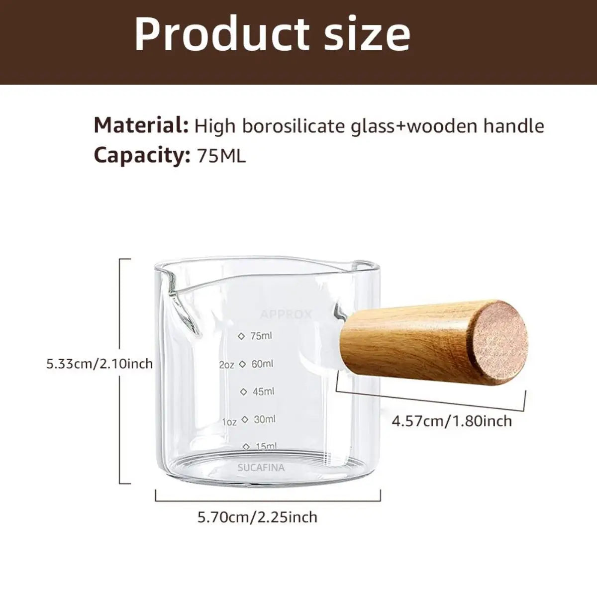 75ml Glass Espresso Measuring Cup With Handle