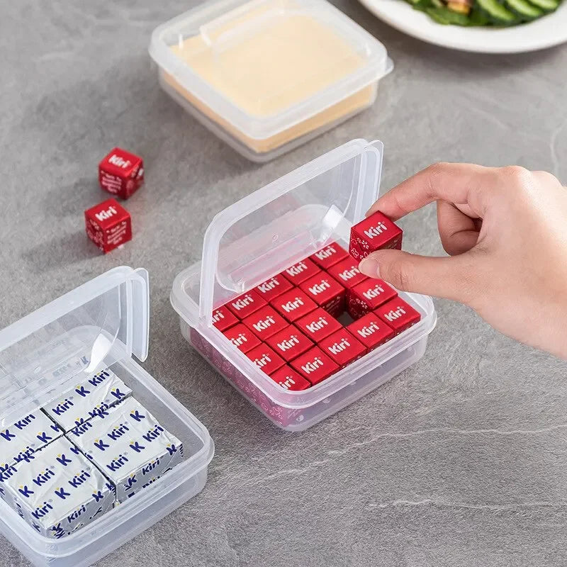 2Pcs 10X10X4.5CM Transparent Butter Cheese Storage Box