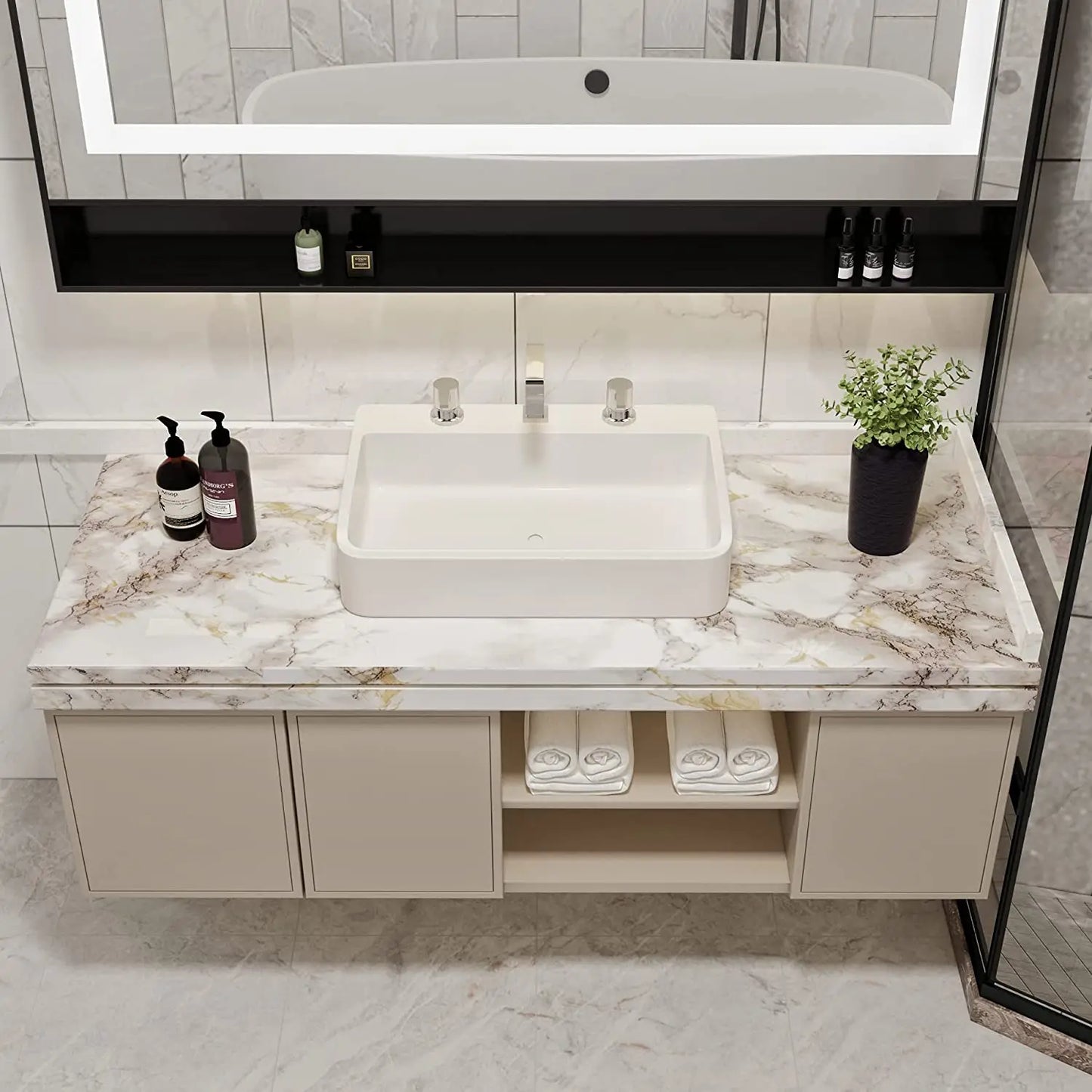 6M Vinyl Water & Oil Proof Marble Wallpaper for Kitchen Countertop