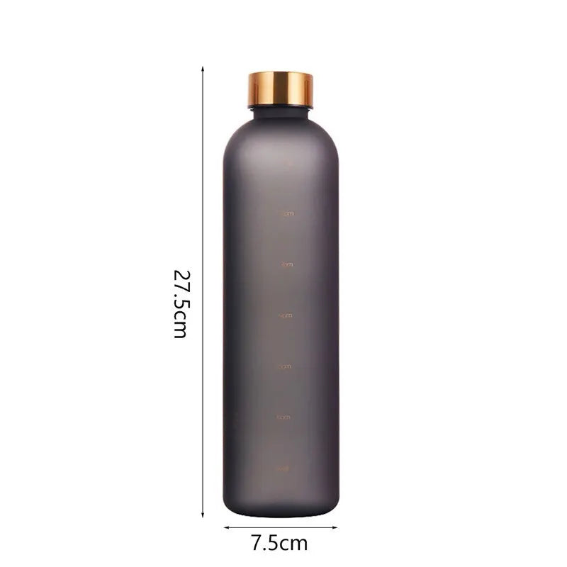 1L Motivational Reusable Leakproof BPA Free Frosted Plastic Water Bottle