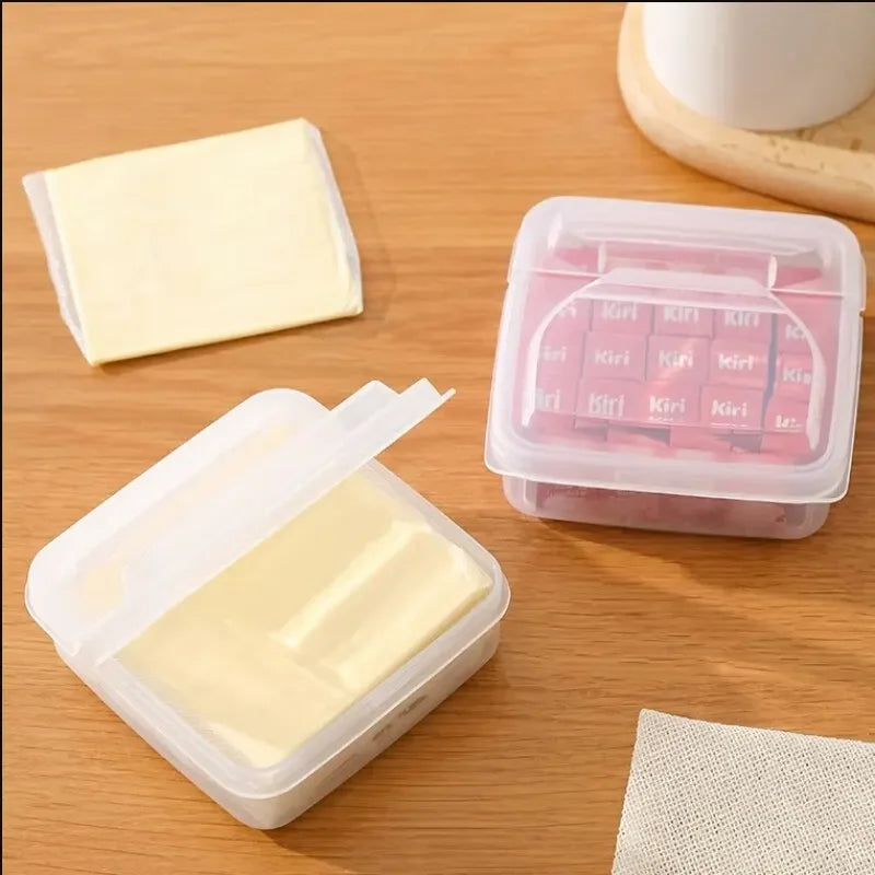 2Pcs 10X10X4.5CM Transparent Butter Cheese Storage Box