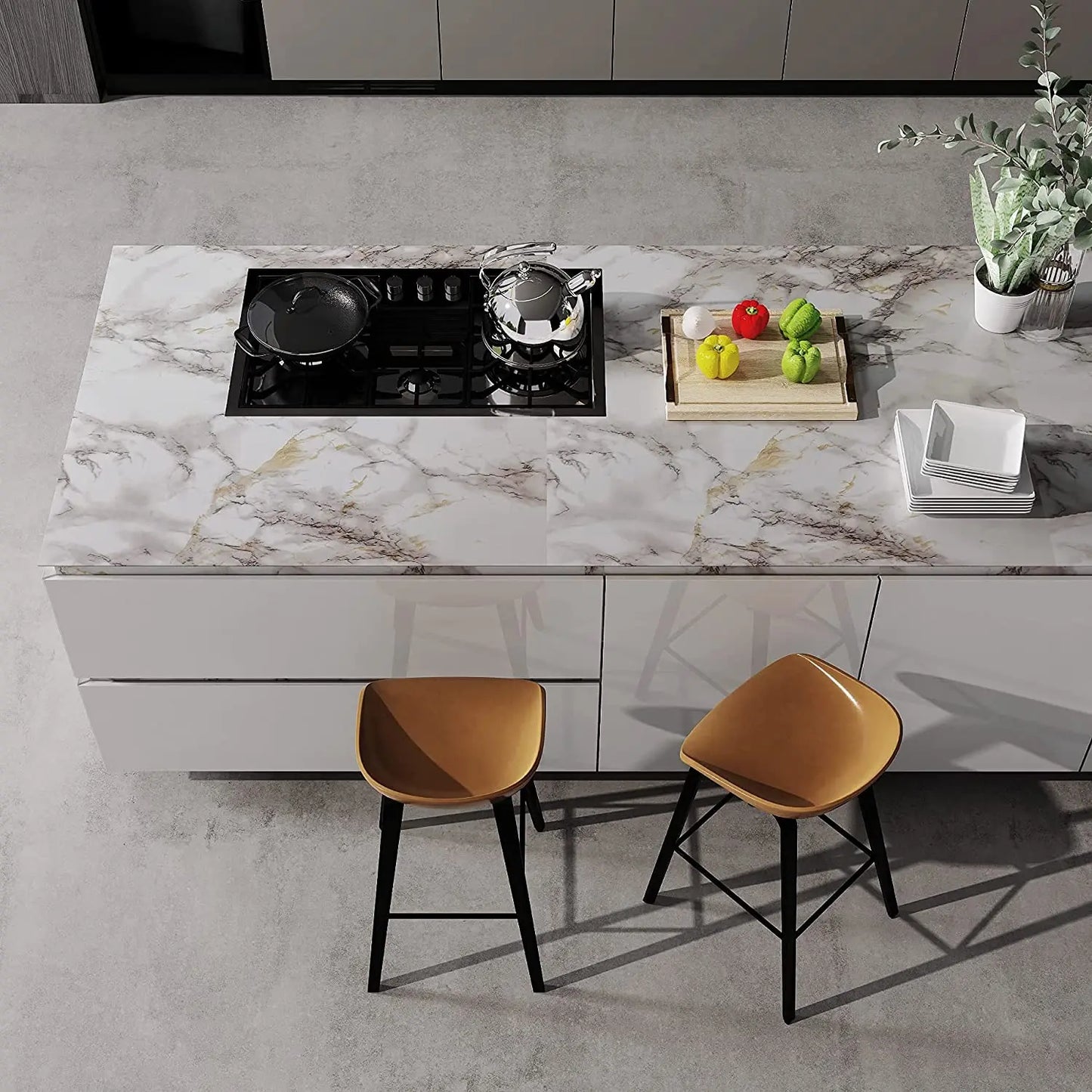 6M Vinyl Water & Oil Proof Marble Wallpaper for Kitchen Countertop