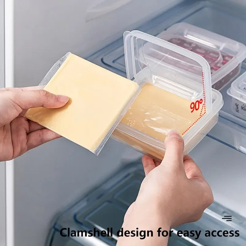 2Pcs 10X10X4.5CM Transparent Butter Cheese Storage Box