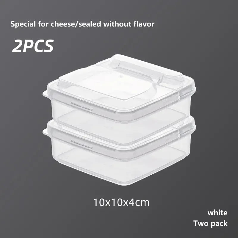 2Pcs 10X10X4.5CM Transparent Butter Cheese Storage Box