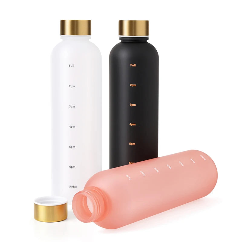 1L Motivational Reusable Leakproof BPA Free Frosted Plastic Water Bottle