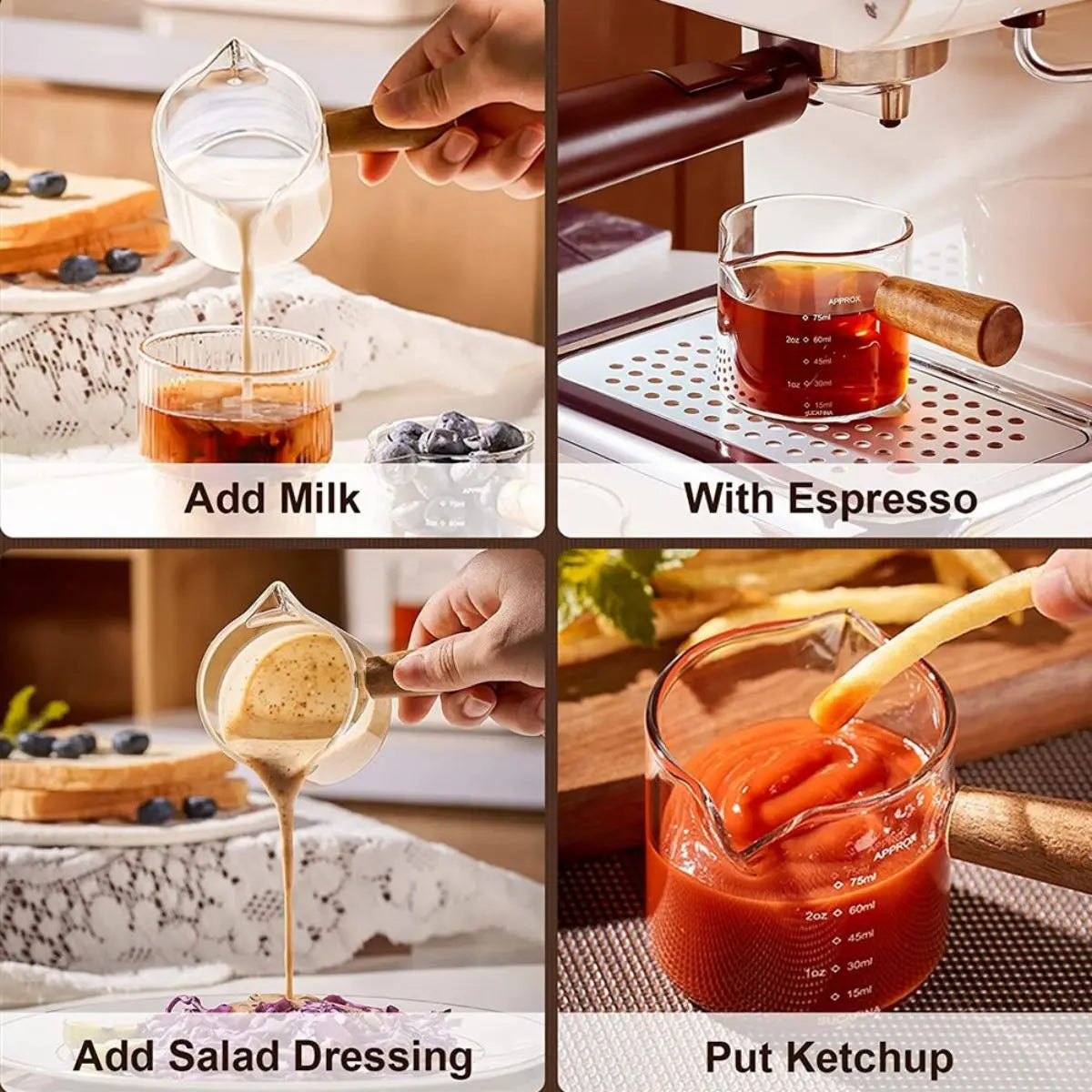 75ml Glass Espresso Measuring Cup With Handle