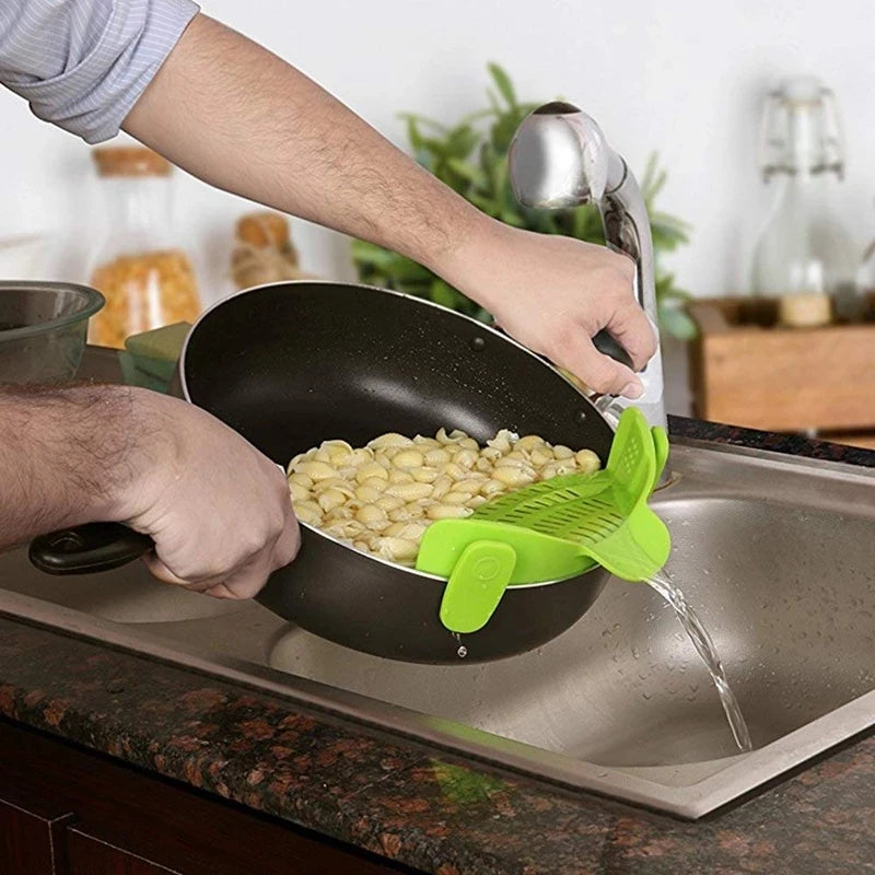 Universal Silicone Clip Anti Spill Pasta Pot Strainer