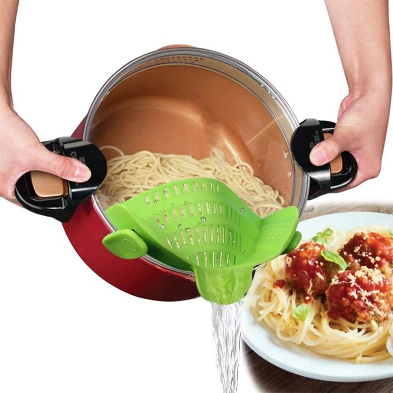 Universal Silicone Clip Anti Spill Pasta Pot Strainer