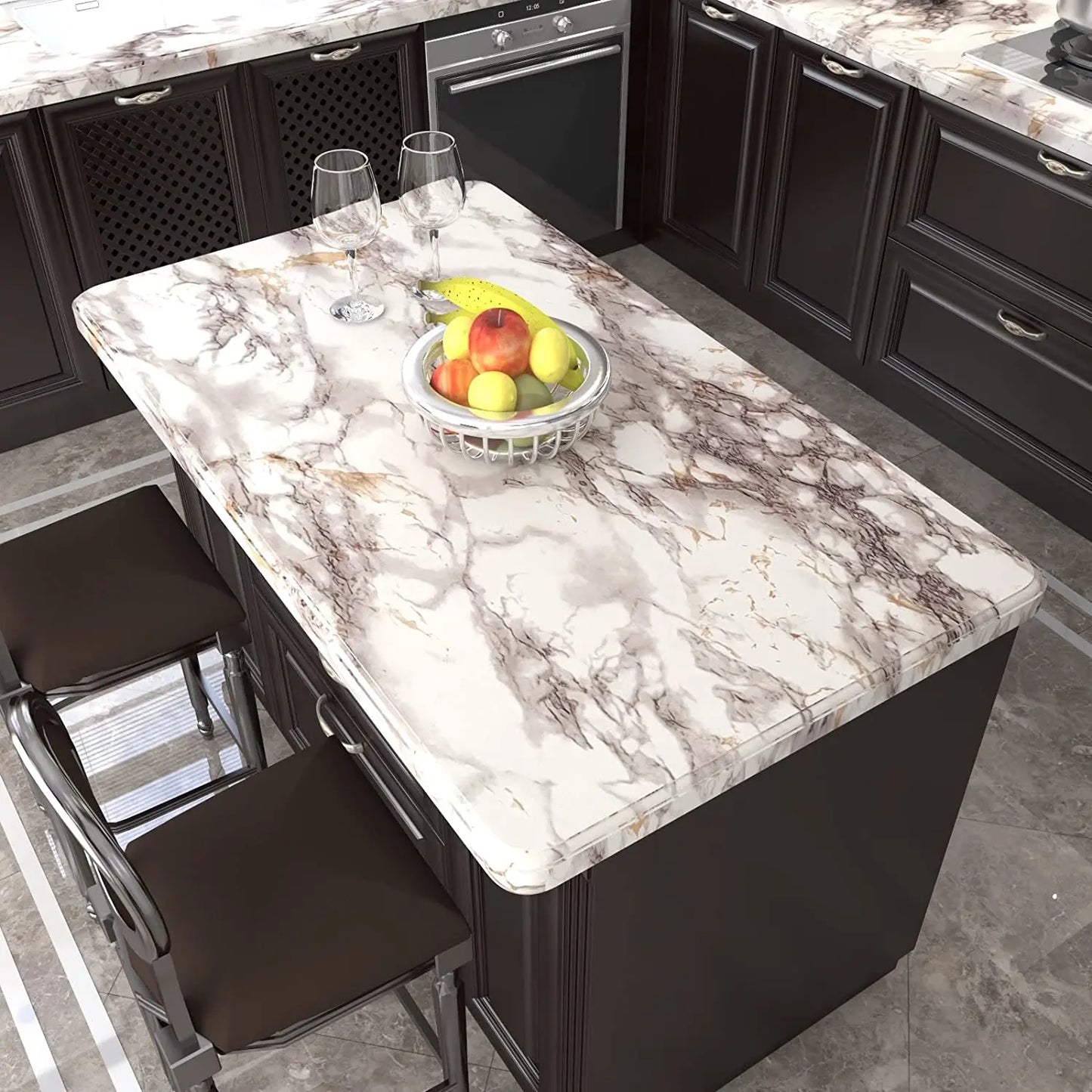 6M Vinyl Water & Oil Proof Marble Wallpaper for Kitchen Countertop