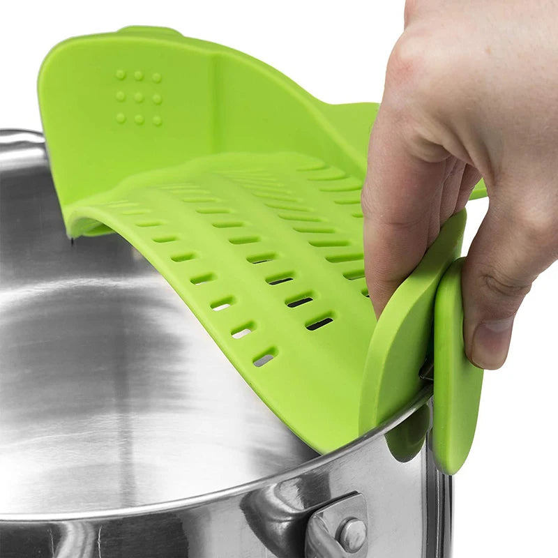 Universal Silicone Clip Anti Spill Pasta Pot Strainer