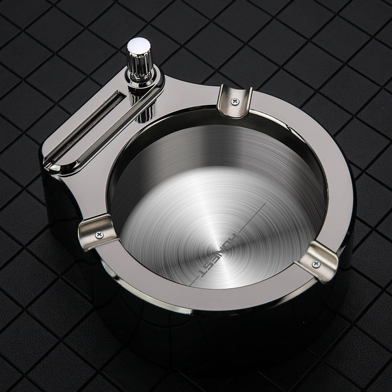 Fancy Metal Large Cigarette Ashtray With Permanent Match Lighter