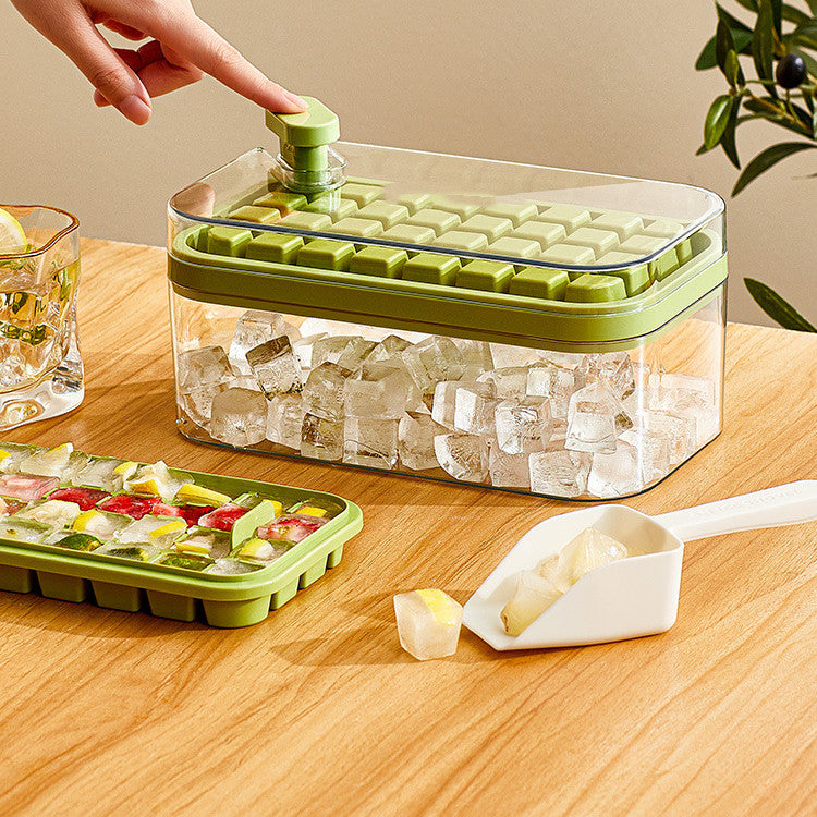 One-button Press Type Ice Mold Box Plastics Ice Cube Maker Ice Tray Mold With Storage Box