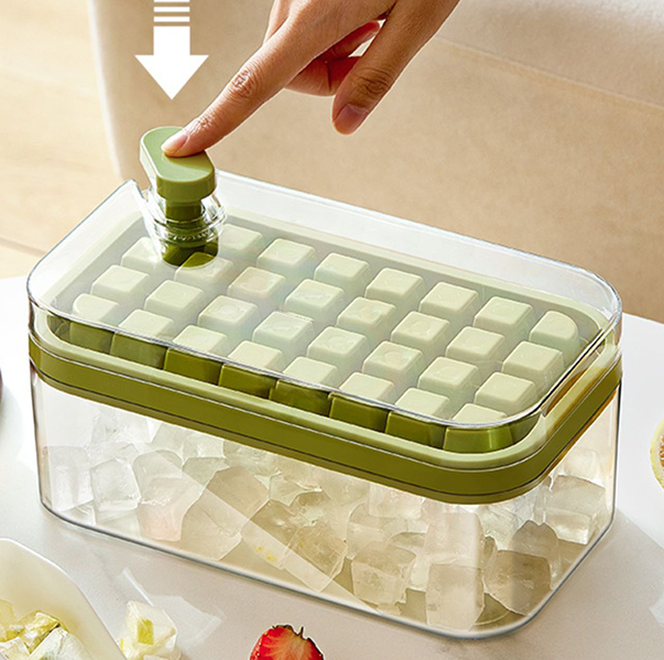 One-button Press Type Ice Mold Box Plastics Ice Cube Maker Ice Tray Mold With Storage Box
