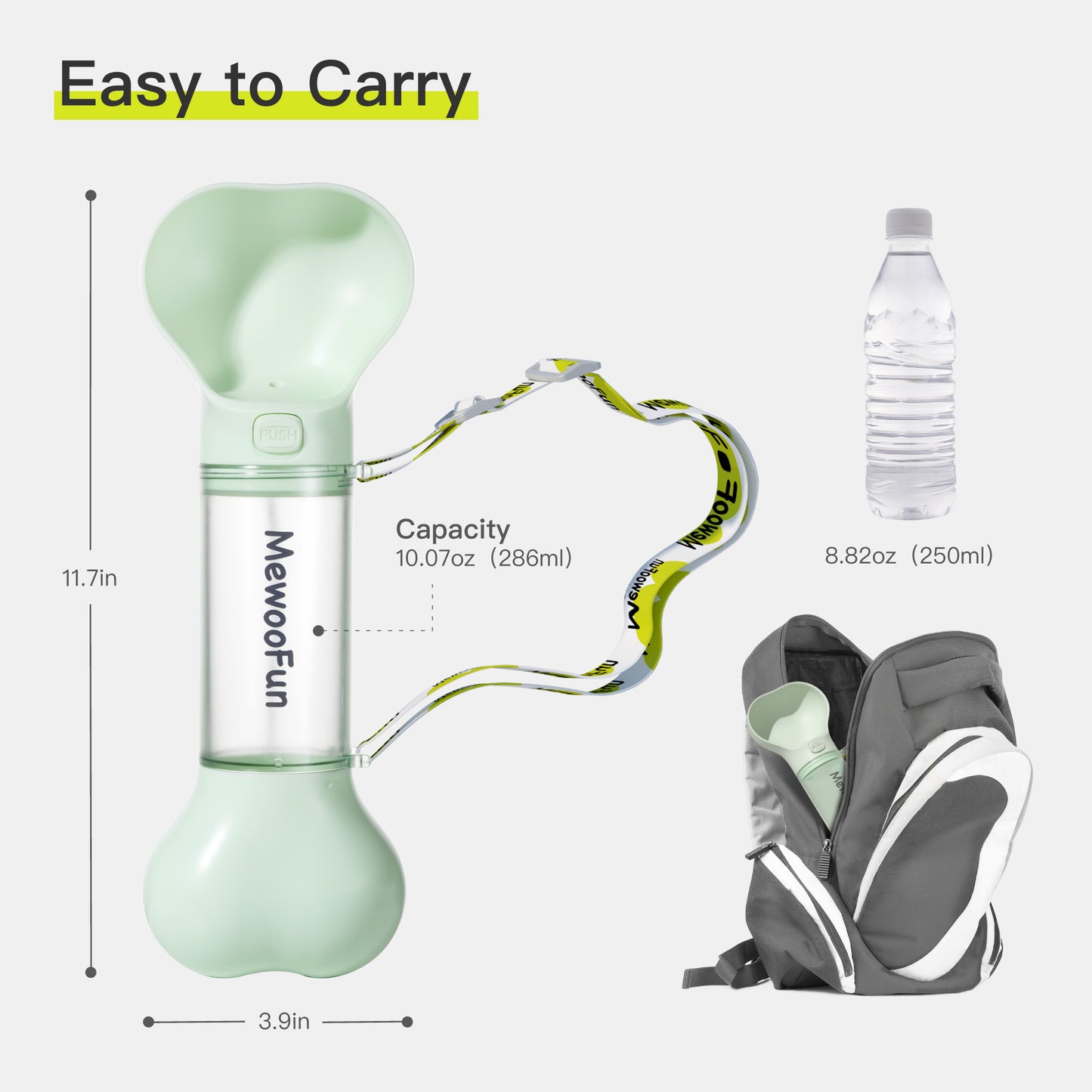 Pet Water Bottle/Feeder Bowl With Waste Bag Compartment