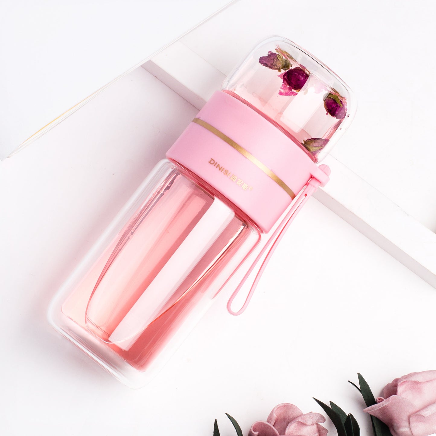 Leakproof Double Glass Water Bottle With Tea Infuser Filter
