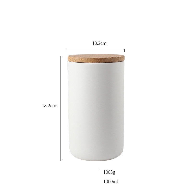 Ceramic Storage Jar With Wooden Lid