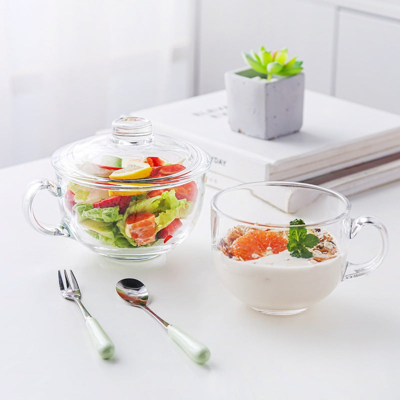 Milk Spoon with Large Glass Bowl