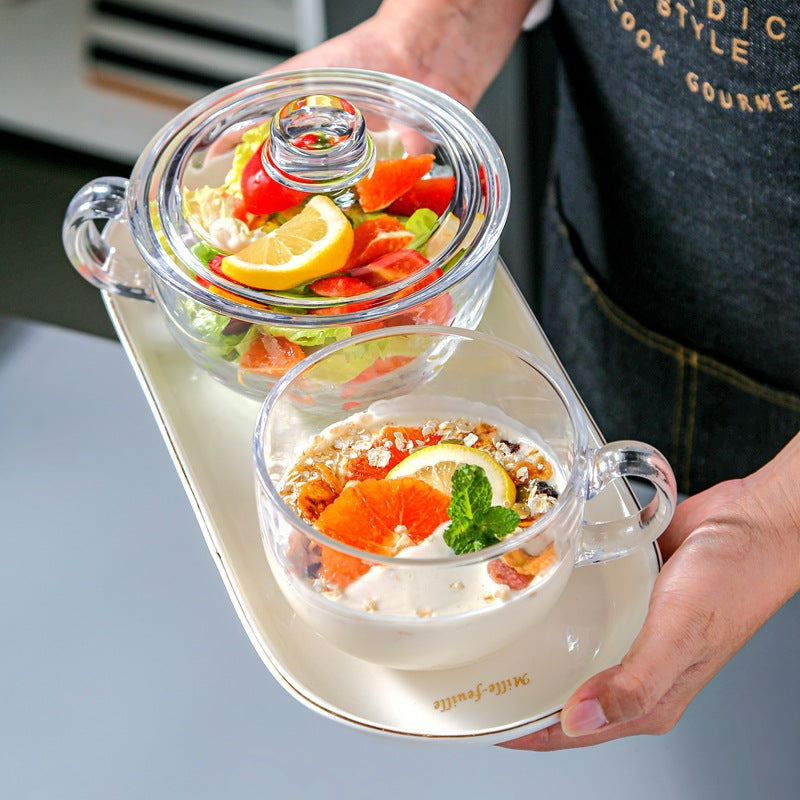Milk Spoon with Large Glass Bowl