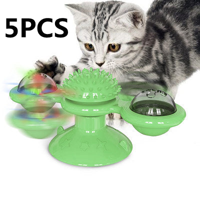 Multi-Function Cat Rotating Windmill Itch/ Scratching/ Teeth Shining Toy