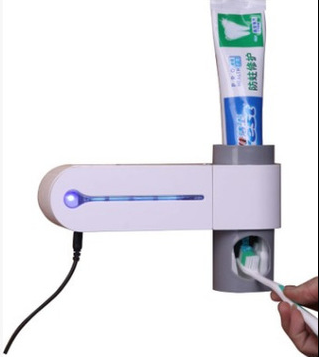 2-in-1 UV Disinfection Toothbrush Holder & Automatic Toothpaste Dispenser