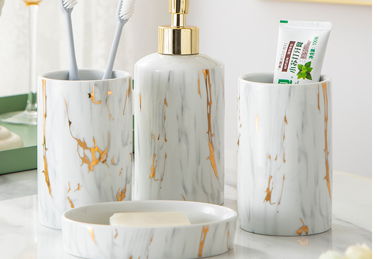 Ceramic Marble Bathroom Wash Kit