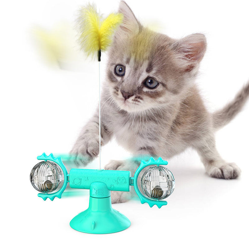 Multi-Function Cat Rotating Windmill Itch/ Scratching/ Teeth Shining Toy