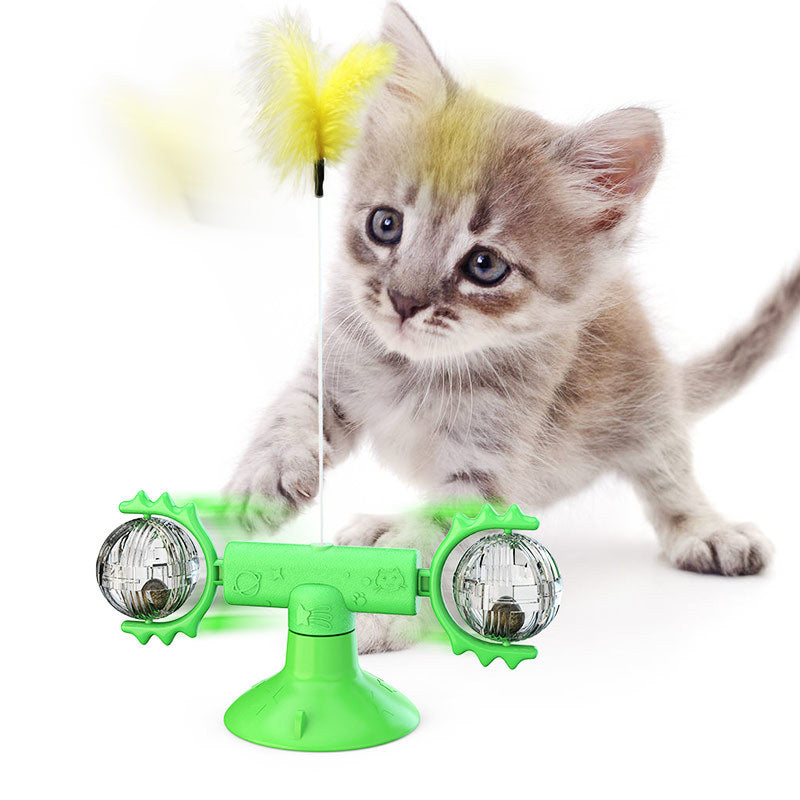 Multi-Function Cat Rotating Windmill Itch/ Scratching/ Teeth Shining Toy