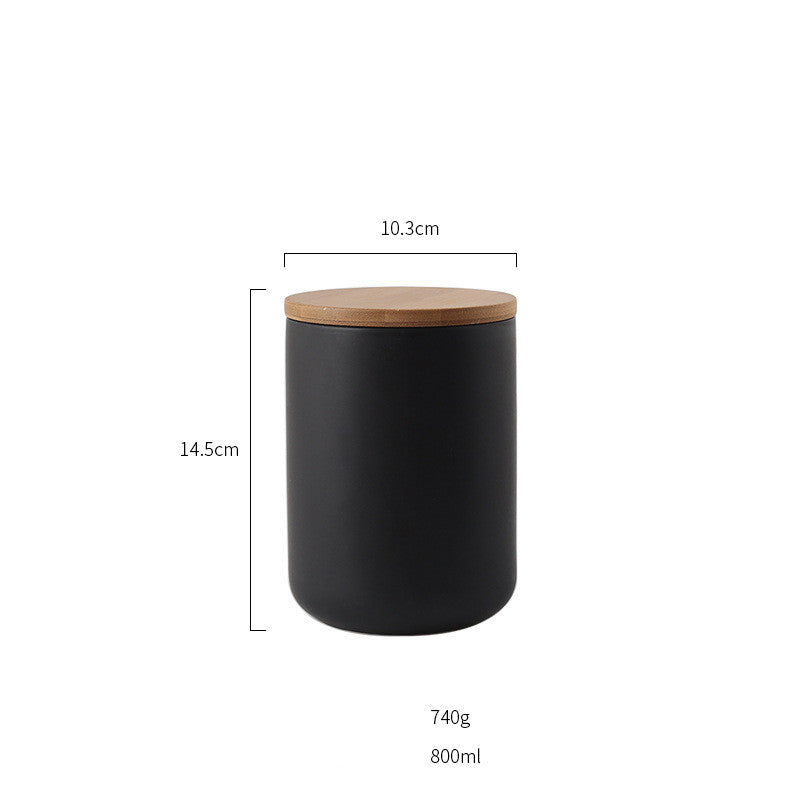 Ceramic Storage Jar With Wooden Lid