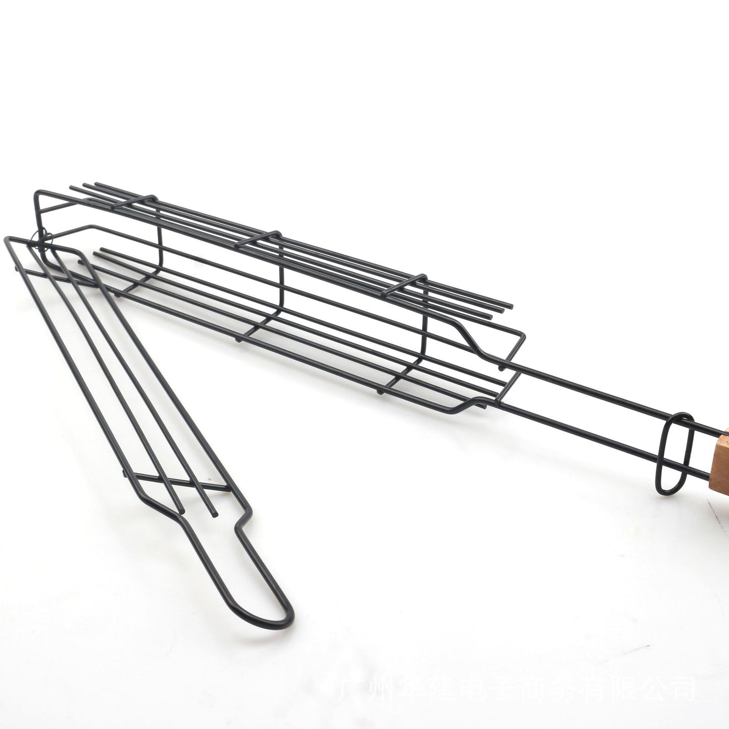Mesh Wooden Handle Sausage Clip Barbecue BBQ Tool Rack