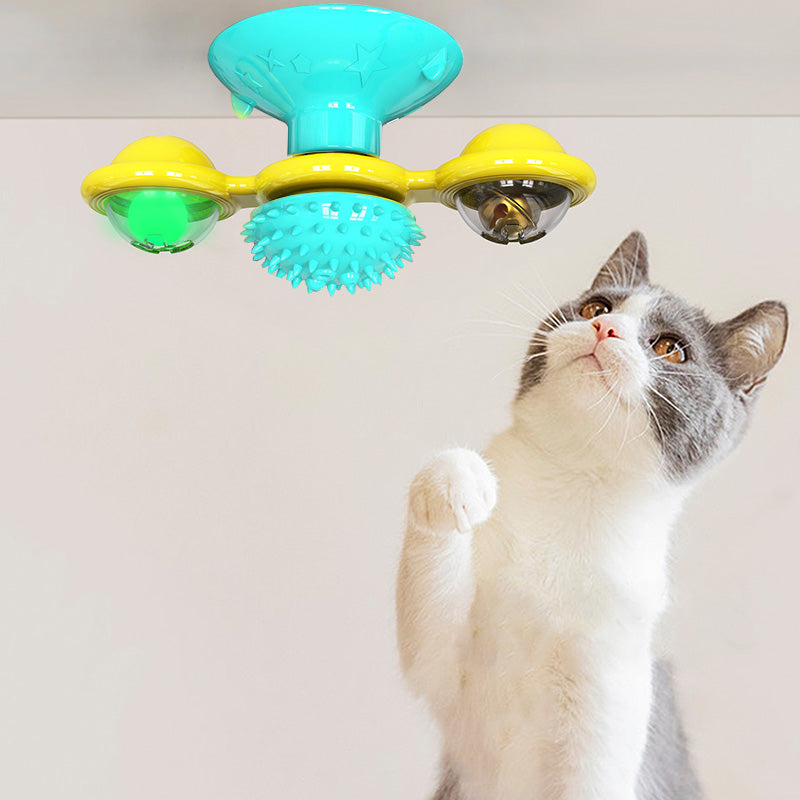 Multi-Function Cat Rotating Windmill Itch/ Scratching/ Teeth Shining Toy