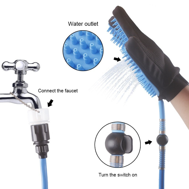 Dog Shower Head Bathing Brush
