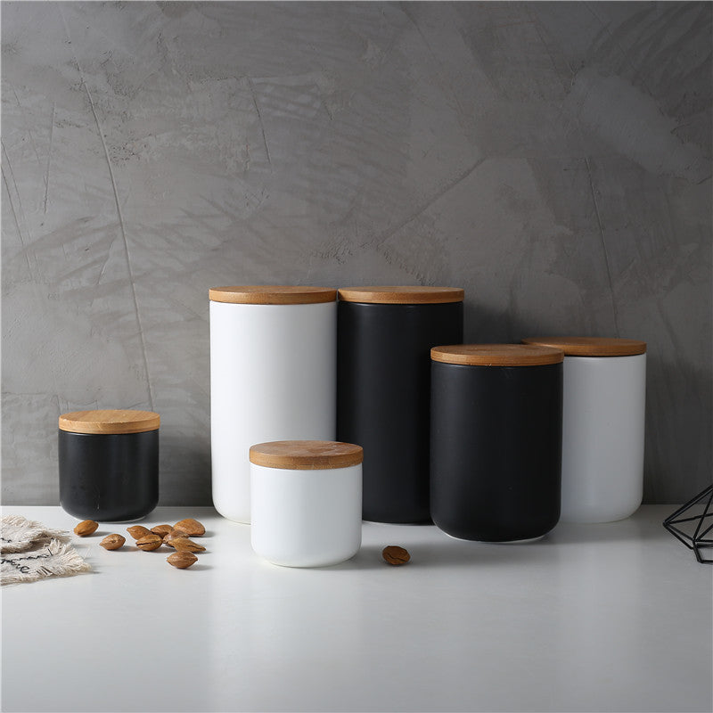 Ceramic Storage Jar With Wooden Lid