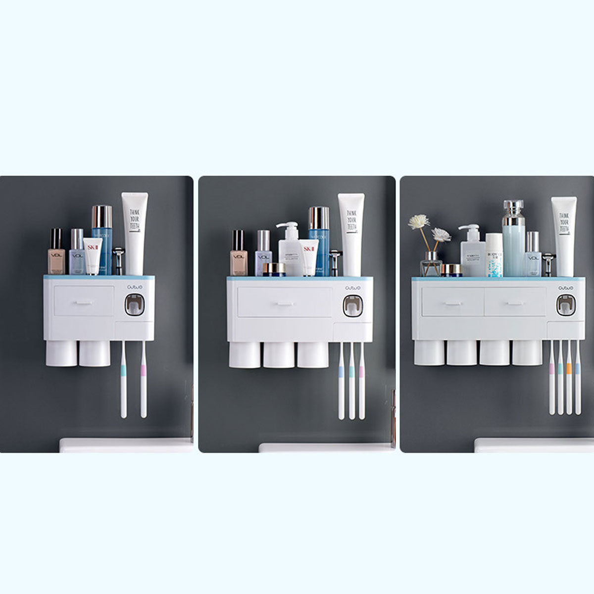 Non-marking Hanging Magnetic Toothbrush Holder