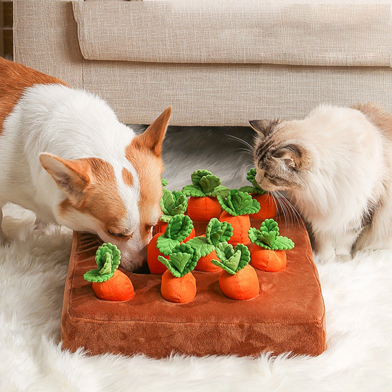 Dog Carrot Plush Toy with Snuffle Mat