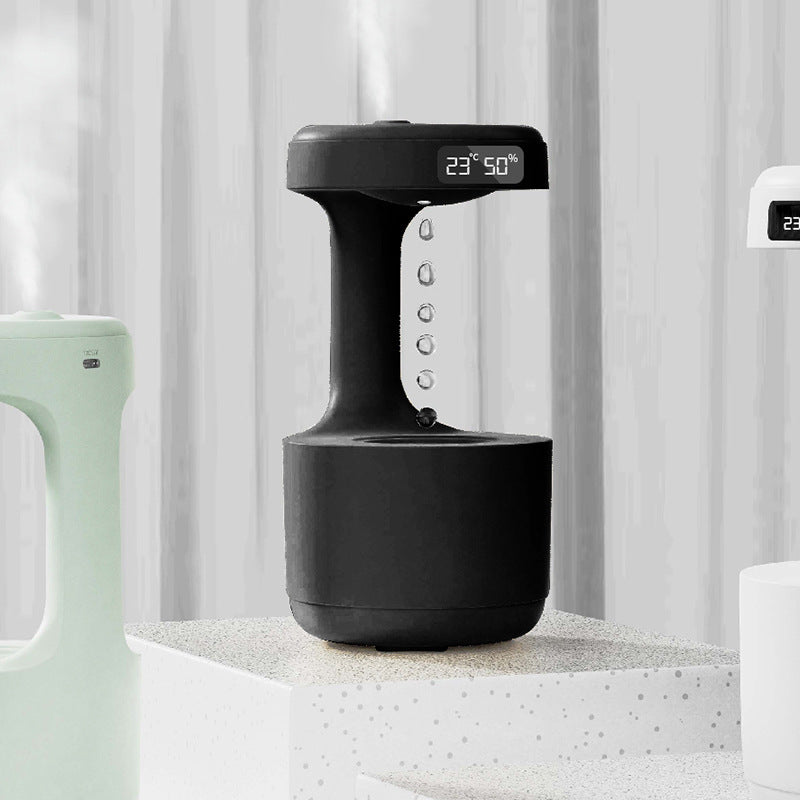 Bedroom Anti-Gravity Humidifier With Clock & Water Drop Backflow Aroma Diffuser