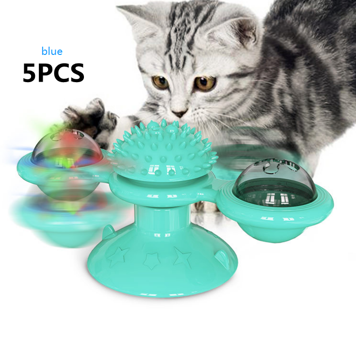 Multi-Function Cat Rotating Windmill Itch/ Scratching/ Teeth Shining Toy