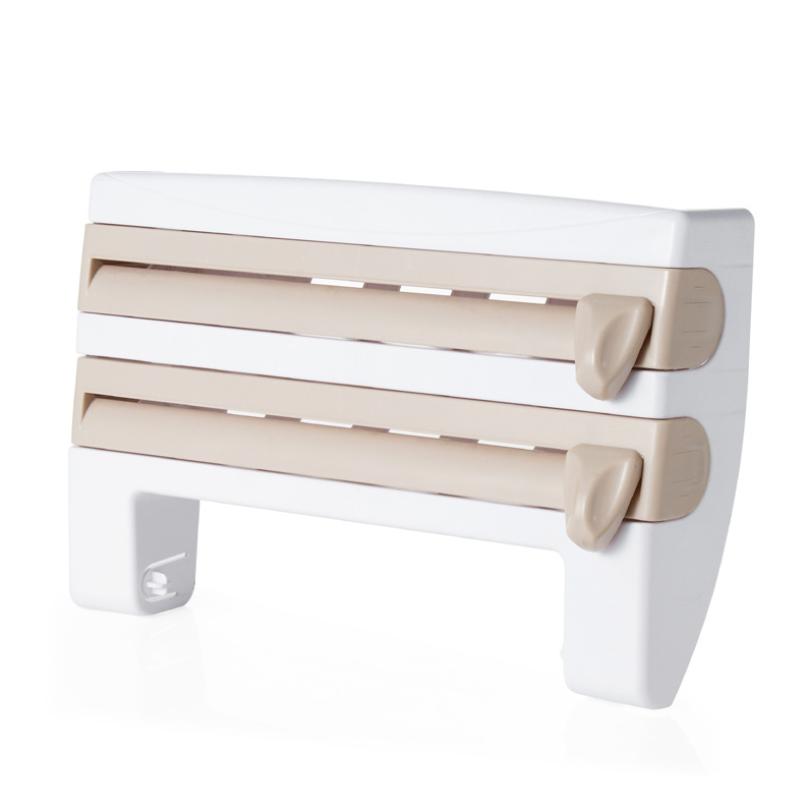 Multifunction Wall-Mount Cling Film Storage Wrap Cutter Rack Paper Holder