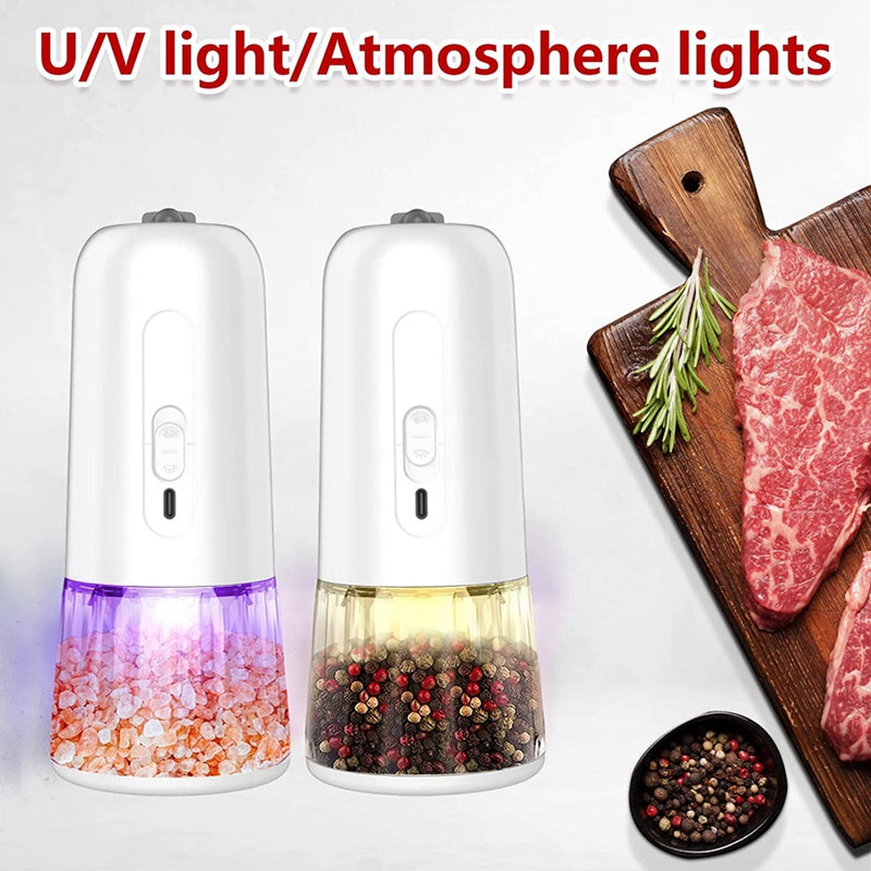 Gravity Salt And Pepper Electric Grinder Adjustable Coarseness With LED Light